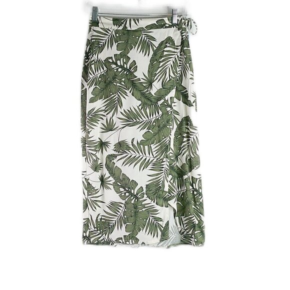 H&M - Ivory/Creen Midi Wrap Skirt - Size 2 - Picture 1 of 6